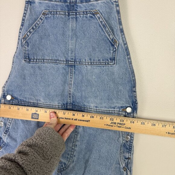 WEEKDAY Dusty Dungaree Denim Overall Shorts Blue Sz 34 NWT Baggy 90s Y2K Grunge - Picture 6 of 12